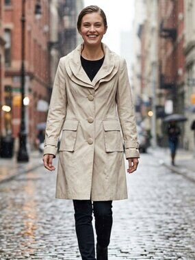 Gilani Iridescent Champagne Light Trench Coat